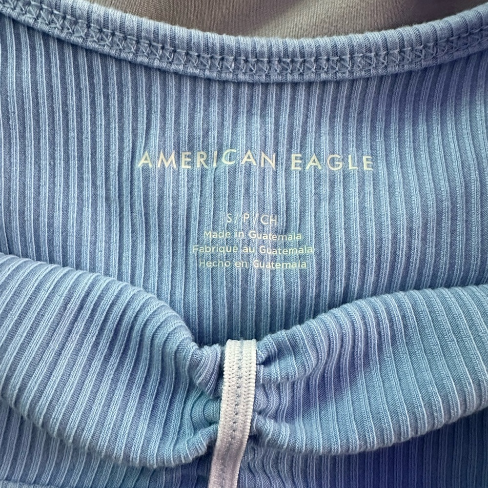 Light Blue Off-Shoulder Ribbed Top - Picture 3 of 3